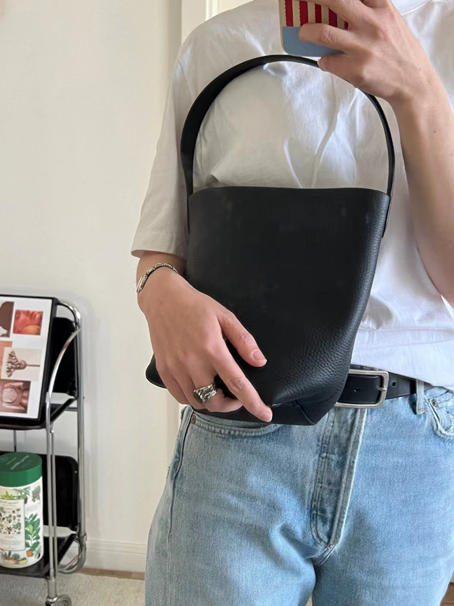 本革トートバッグ 10 12インチ バケツバッグ キューブバッグ 2wayタイプバック ブラック グレー 白 エクリュ