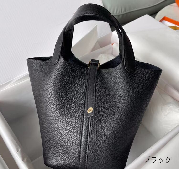 ピコタン風バッグ プレミア本革 キューブバッグ 22cm ハンドバッグ