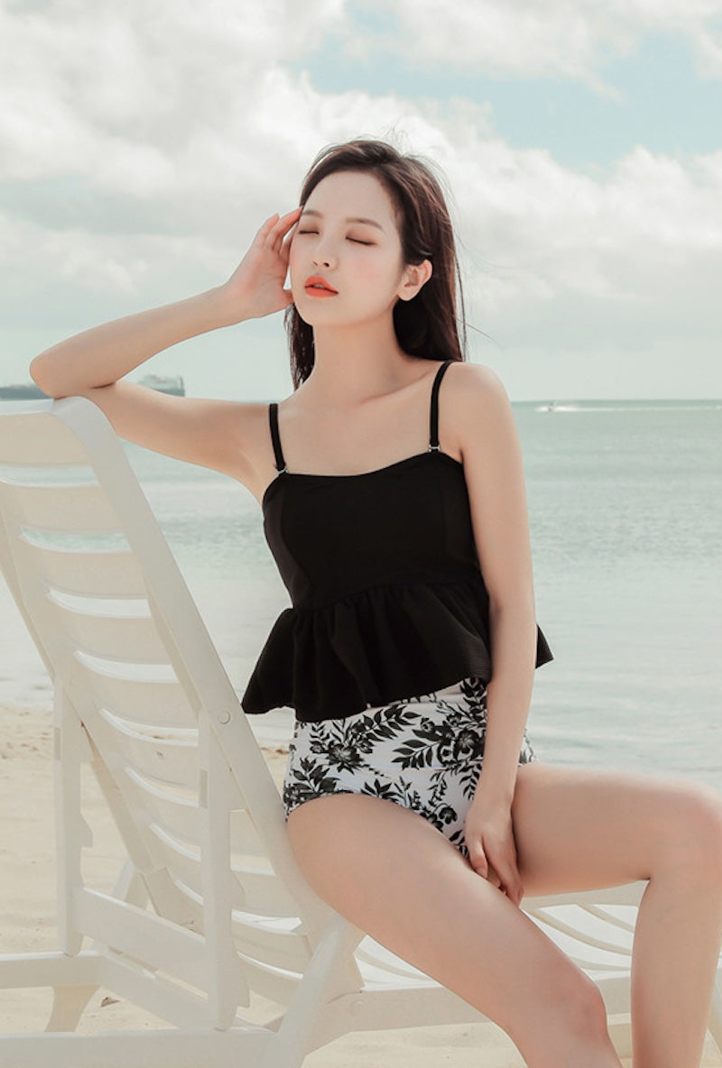 水着 レディース 体型 カバー ペプラム セパレート タンキニ 痩せ見え リゾート 大人可愛い ビーチウェア ホワイト ギンガムチェック - 18